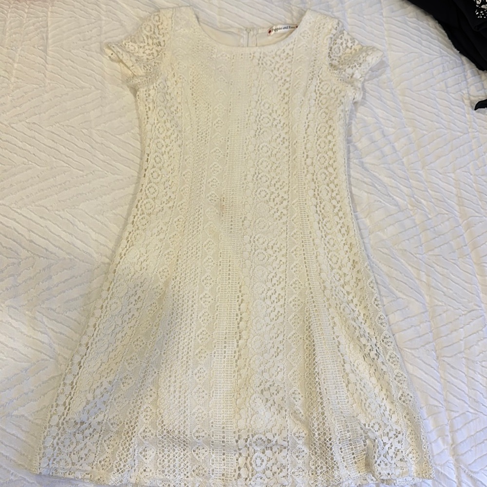 GIRLS White knit T shirt dress